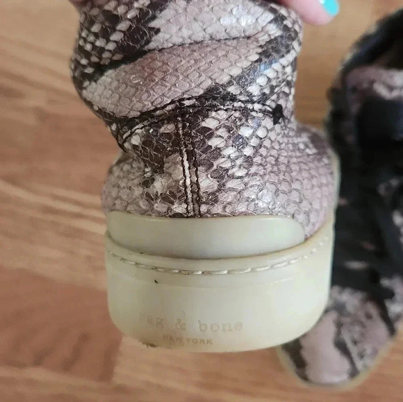 GUC Rag & Bone Leather Snakeskin Sneakers, Size 7 - Picture 10 of 17
